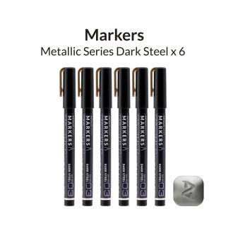 Metallic Series Markers - 6 Dark Steel