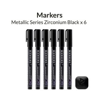 Metallic Series Markers - 6 Zirconium Black