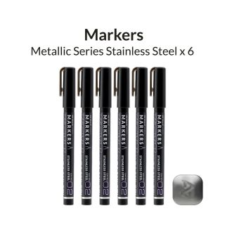 Metallic Series Markers - 6 Stainless Steel