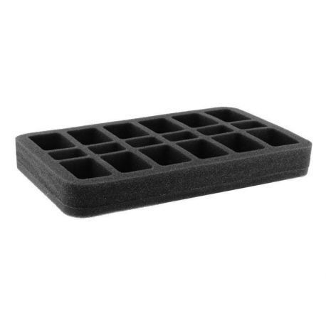HS035BF01BO 35 mm (1.4 inch) half-size Figure Foam Tray with base - 12 Medium & 6 Small FoW Bases