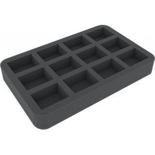 HS035I012BO 35 mm (1.4 inch) half-size Figure Foam Tray with base - 12 large cut outs