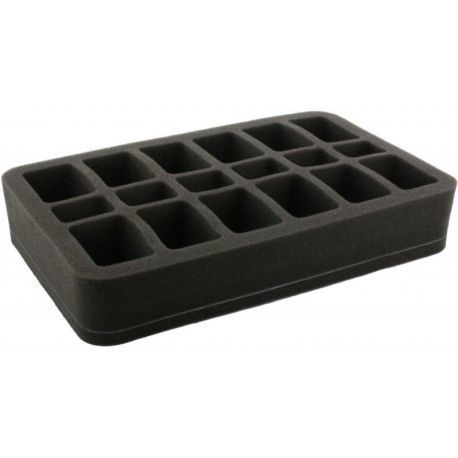 HS050BF01BO 50 mm (2 inch) half-size Figure Foam Tray with base - 12 Medium & 6 Small FoW Bases