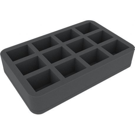 HS050I012BO 50 mm (2 inch) half-size Figure Foam Tray with base - 12 large cut outs