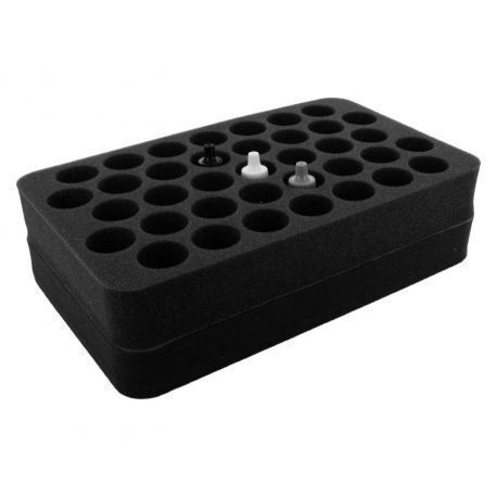 HS070P1BO 70 mm (2.75 inch) half-size Figure Foam Tray with base - 37 round compartments