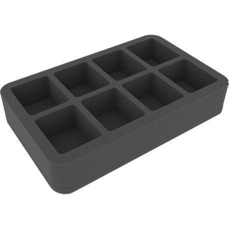 HSCX050BO 50 mm (2 inch) half-size Figure Foam Tray with base - 8 large cut-outs