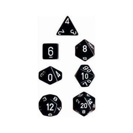 Chessex Opaque Polyhedral 7-Die Sets - Black white