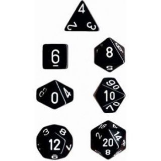 Chessex Opaque Polyhedral 7-Die Sets - Black white