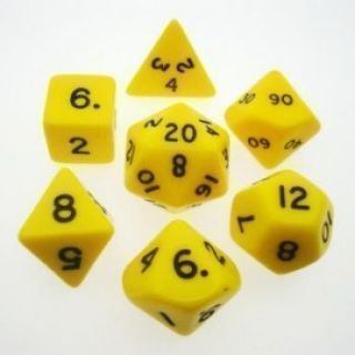 Chessex Opaque Polyhedral 7-Die Sets - Yellow black