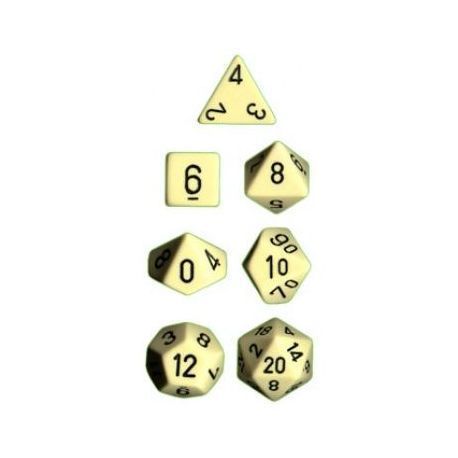 Chessex Opaque Polyhedral 7-Die Sets - Ivory black