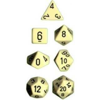 Chessex Opaque Polyhedral 7-Die Sets - Ivory black