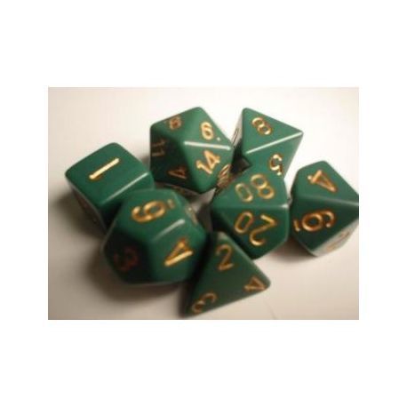 Chessex Opaque Polyhedral 7-Die Sets - Dusty Green gold