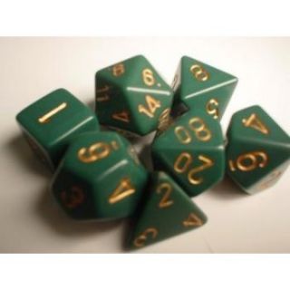 Chessex Opaque Polyhedral 7-Die Sets - Dusty Green gold