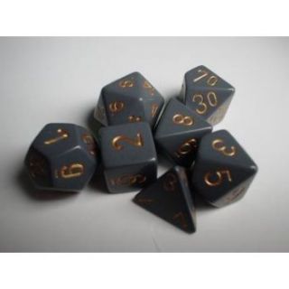 Chessex Opaque Polyhedral 7-Die Sets - Dark Grey copper