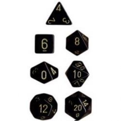 Chessex Opaque Polyhedral 7-Die Sets - Black gold