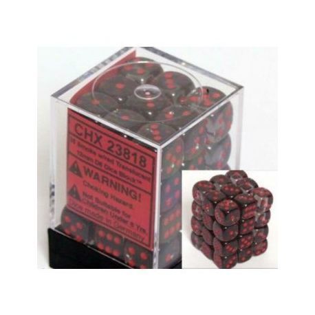 Chessex Translucent 12mm d6 with pips Dice Blocks (36 Dice) - Smoke red