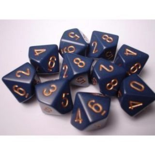 Chessex Opaque Polyhedral Ten d10 Set - Dusty Blue gold