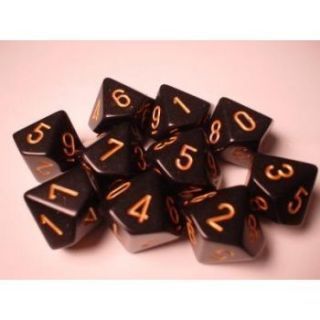 Chessex Opaque Polyhedral Ten d10 Set - Black gold