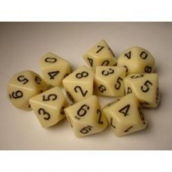 Chessex Opaque Polyhedral Ten d10 Set - Ivory black