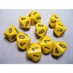 Chessex Opaque Polyhedral Ten d10 Set - Yellow black