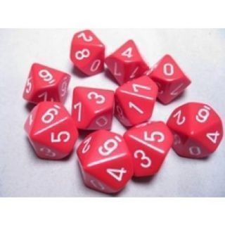 Chessex Opaque Polyhedral Ten d10 Set - Red white