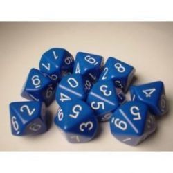 Chessex Opaque Polyhedral Ten d10 Set - Blue white