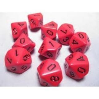 Chessex Opaque Polyhedral Ten d10 Set - Red black