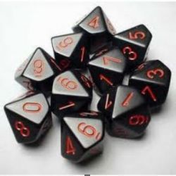 Chessex Opaque Polyhedral Ten d10 Set - Black red