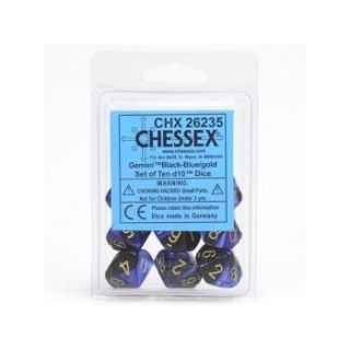 Chessex Gemini Polyhedral Ten d10 Sets - Black-Blue gold