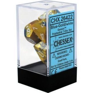 Chessex Gemini Polyhedral 7-Die Set - Blue-Gold white