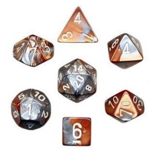 Chessex Gemini Polyhedral 7-Die Set - Copper-Steel white