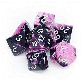 Chessex Gemini Polyhedral 7-Die Set - Black-Pink white