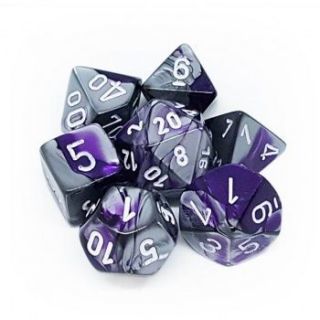 Chessex Gemini Polyhedral 7-Die Set - Purple-Steel white