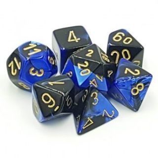 Chessex Gemini Polyhedral 7-Die Set - Black-Blue gold