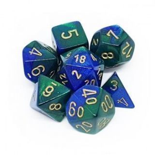 Chessex Gemini Polyhedral 7-Die Set - Blue-Green gold