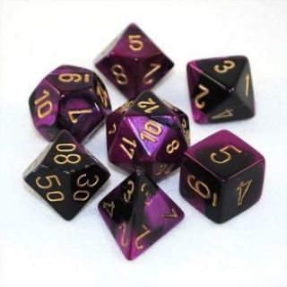 Chessex Gemini Polyhedral 7-Die Set - Black-Purple gold