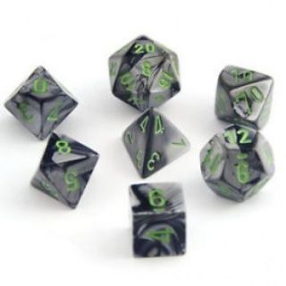 Chessex Gemini Polyhedral 7-Die Set - Black-Grey green