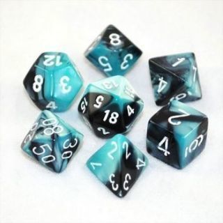 Chessex Gemini Polyhedral 7-Die Set - Black-Shell white