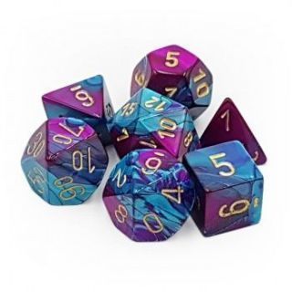 Chessex Gemini Polyhedral 7-Die Set - Purple-Teal gold