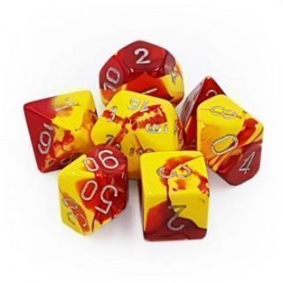Chessex Gemini Polyhedral 7-Die Set - Red-Yellow silver