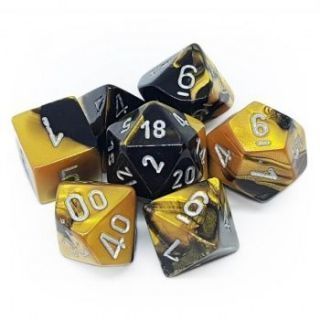 Chessex Gemini Polyhedral 7-Die Set - Black-Gold silver
