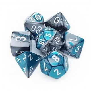 Chessex Gemini Polyhedral 7-Die Set - Steel-Teal white