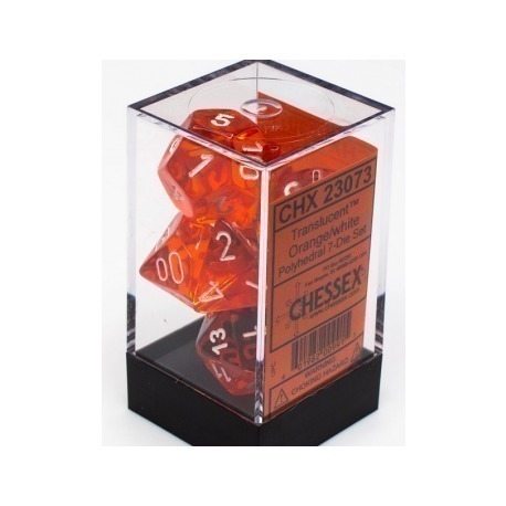 Chessex Translucent Polyhedral 7-Die Set - Orange white