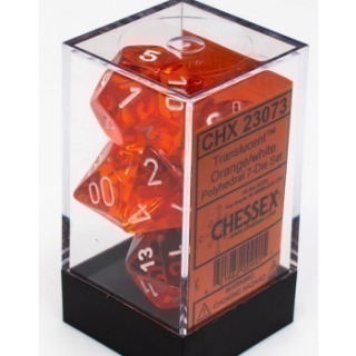 Chessex Translucent Polyhedral 7-Die Set - Orange white