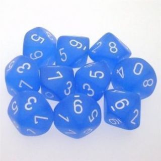 Chessex Ten D10 Sets - Frosted Blue  white