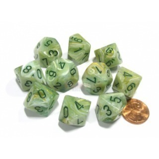 Chessex Ten D10 Sets - Marble Green dark green