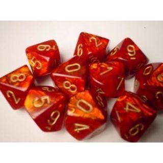 Chessex Ten D10 Sets - Scarab Scarlet gold