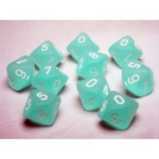 Chessex Ten D10 Sets - Frosted Caribbean Blue white