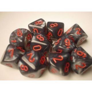 Chessex Ten D10 Sets - Velvet Black red