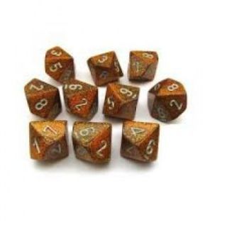 Chessex Ten D10 Sets - Glitter Polyhedral Gold silver