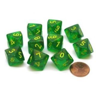 Chessex Ten D10 Sets - Borealis Maple Green yellow